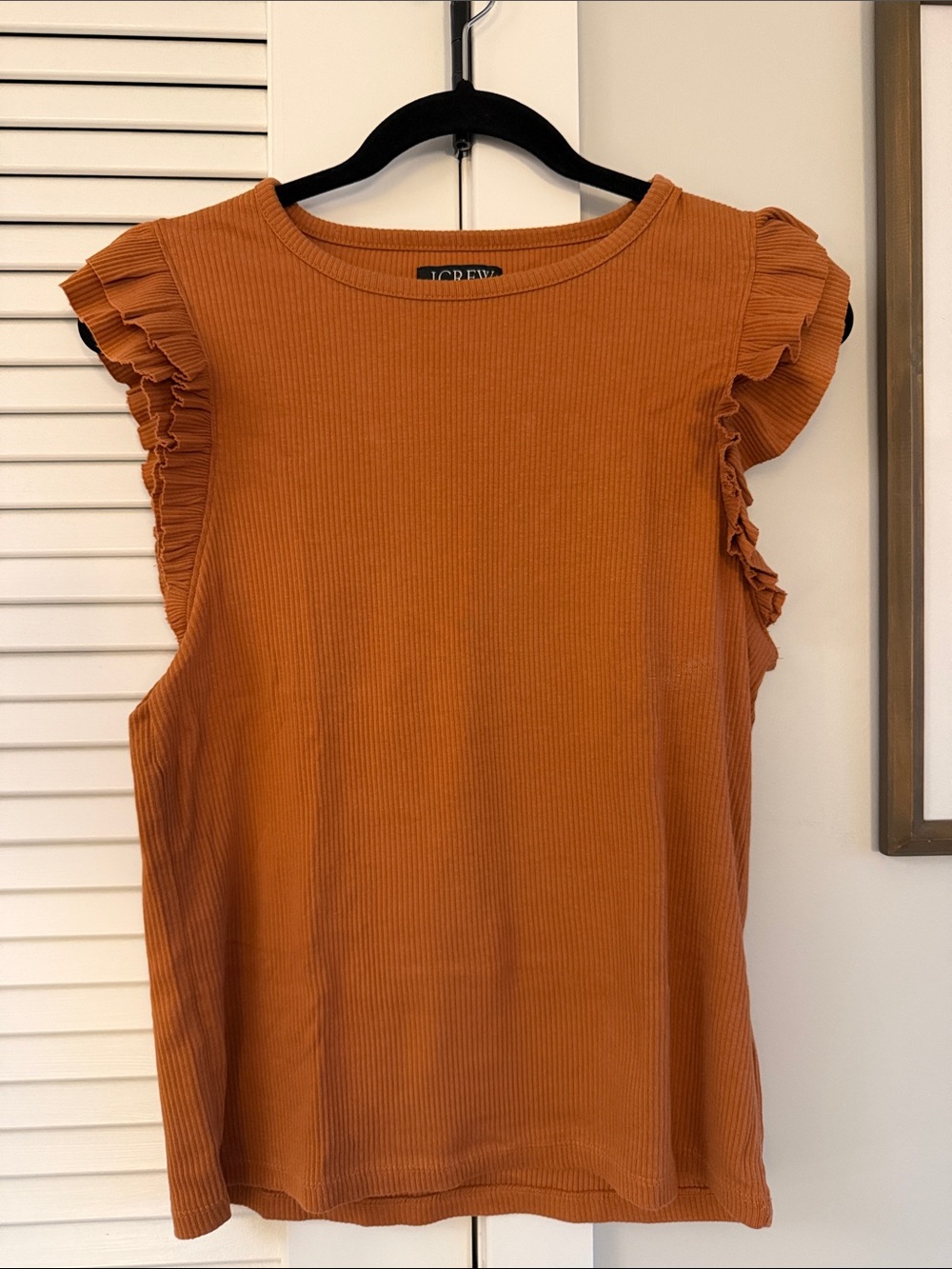 J. Crew Ribbed Flutter Tank Top - Rust